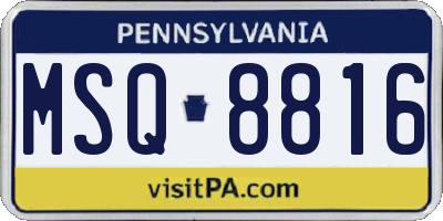 PA license plate MSQ8816