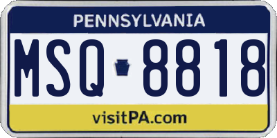 PA license plate MSQ8818