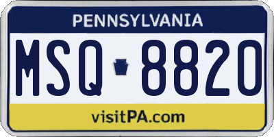 PA license plate MSQ8820