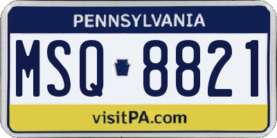 PA license plate MSQ8821