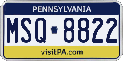 PA license plate MSQ8822
