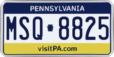 PA license plate MSQ8825