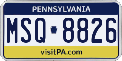 PA license plate MSQ8826