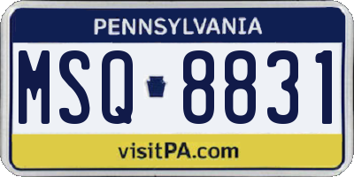 PA license plate MSQ8831
