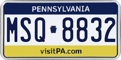 PA license plate MSQ8832