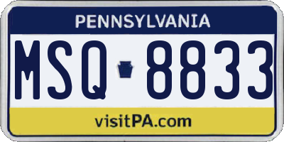 PA license plate MSQ8833