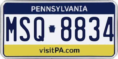 PA license plate MSQ8834