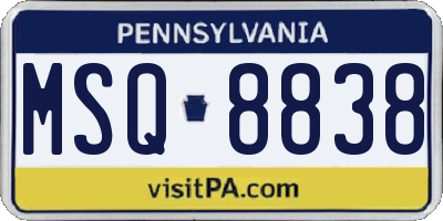 PA license plate MSQ8838