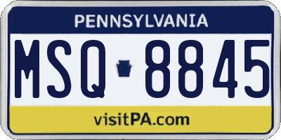 PA license plate MSQ8845