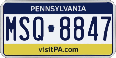 PA license plate MSQ8847