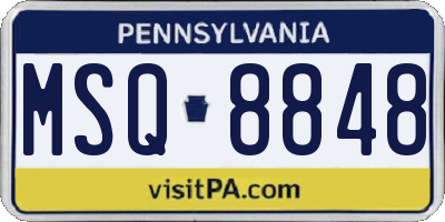 PA license plate MSQ8848