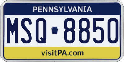 PA license plate MSQ8850