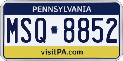 PA license plate MSQ8852