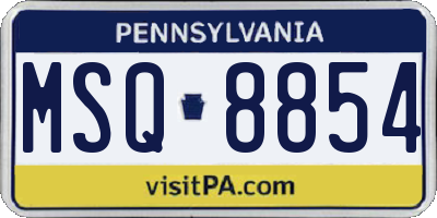 PA license plate MSQ8854