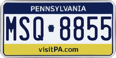 PA license plate MSQ8855