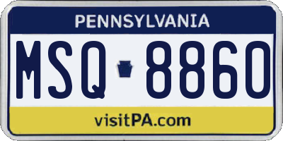 PA license plate MSQ8860