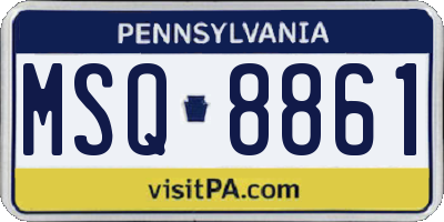 PA license plate MSQ8861