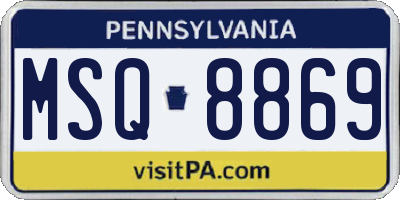 PA license plate MSQ8869