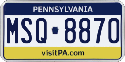 PA license plate MSQ8870
