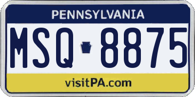 PA license plate MSQ8875
