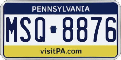 PA license plate MSQ8876