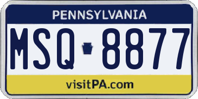 PA license plate MSQ8877