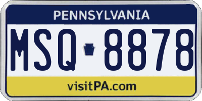 PA license plate MSQ8878