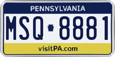 PA license plate MSQ8881