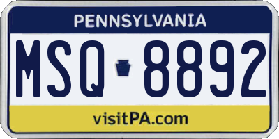 PA license plate MSQ8892