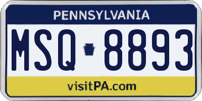 PA license plate MSQ8893