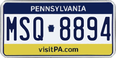 PA license plate MSQ8894