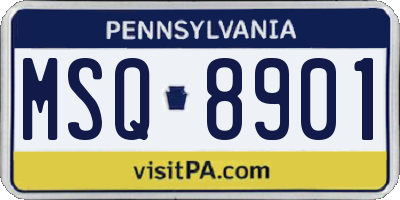 PA license plate MSQ8901