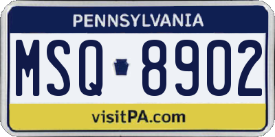 PA license plate MSQ8902