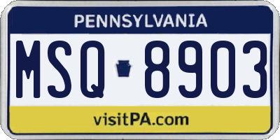 PA license plate MSQ8903