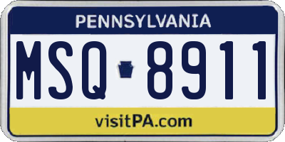 PA license plate MSQ8911