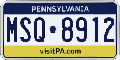 PA license plate MSQ8912