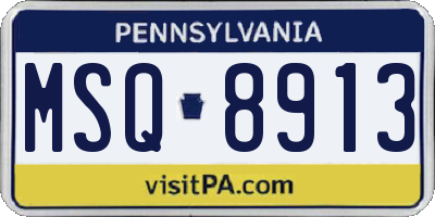 PA license plate MSQ8913