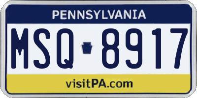 PA license plate MSQ8917