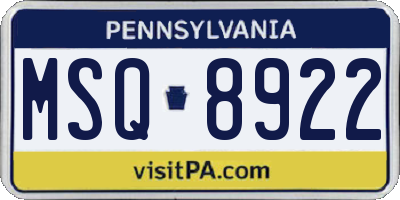 PA license plate MSQ8922