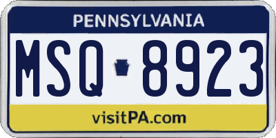 PA license plate MSQ8923