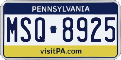 PA license plate MSQ8925