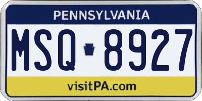 PA license plate MSQ8927