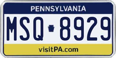 PA license plate MSQ8929