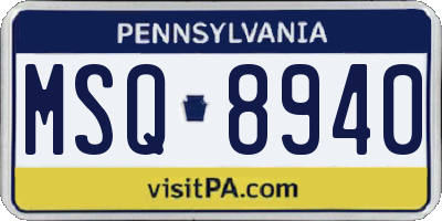 PA license plate MSQ8940