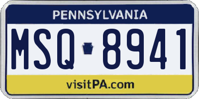 PA license plate MSQ8941