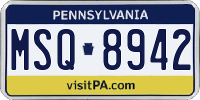 PA license plate MSQ8942