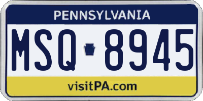 PA license plate MSQ8945