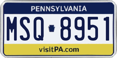 PA license plate MSQ8951