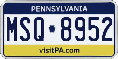 PA license plate MSQ8952