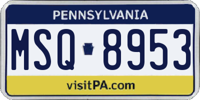 PA license plate MSQ8953
